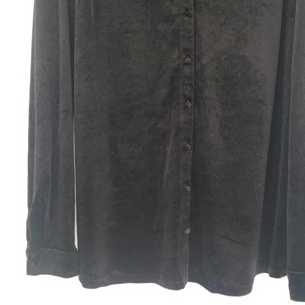 3/$25 387 Long Tall Sally Velvet Button Down Shirt Top L Long Sleeve Black Tunic - Picture 5 of 8